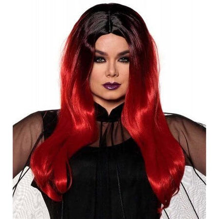 Red/Black Long Ombre Wig - SKU:30461 - UPC:843248153783 - Party Expo