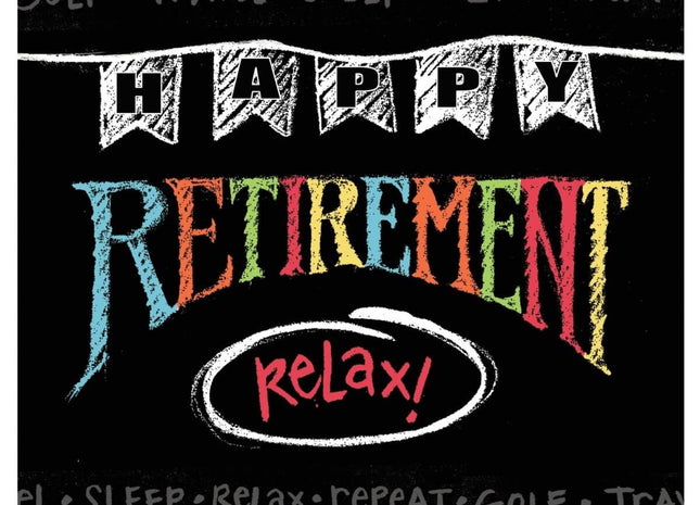 Retirement Chalk Plastic Tablecover - SKU:725977 - UPC:039938222567 - Party Expo