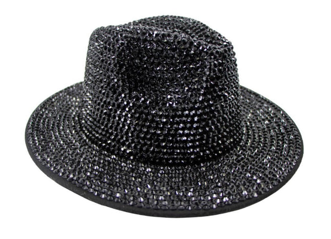 Rhinstone Hat - Black - SKU:JC543- Black - UPC:847218065571 - Party Expo
