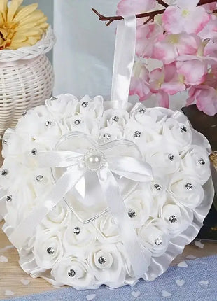 Ring Box Flower Ring Pillow Heart - SKU: - UPC:247724789907 - Party Expo