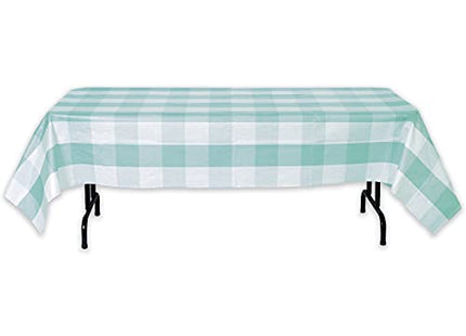 Robin's Egg Blue - Big Block Plaid Table cover - SKU:66917 - UPC:654082669176 - Party Expo