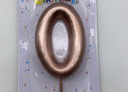 Rose Gold Birthday Candle - #0 - SKU:091340-0 - UPC:677545155375 - Party Expo