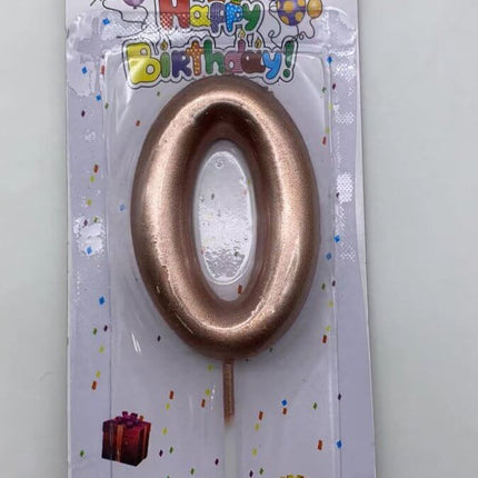 Rose Gold Birthday Candle - #0 - SKU:091340-0 - UPC:677545155375 - Party Expo