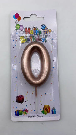 Rose Gold Birthday Candle - #0 - SKU:091340-0 - UPC:677545155375 - Party Expo
