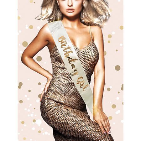 Rose Gold Birthday Girl Sash - SKU:AL-RGS-BG - UPC:760497010691 - Party Expo