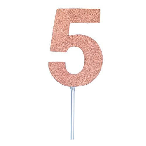 Rose Gold Diamond #5 Cake Topper - SKU:DNRG5 - UPC:749567973494 - Party Expo