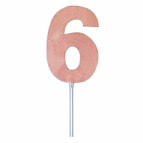 Rose Gold Diamond #6 Cake Topper - SKU:DNRG6 - UPC:749567973487 - Party Expo