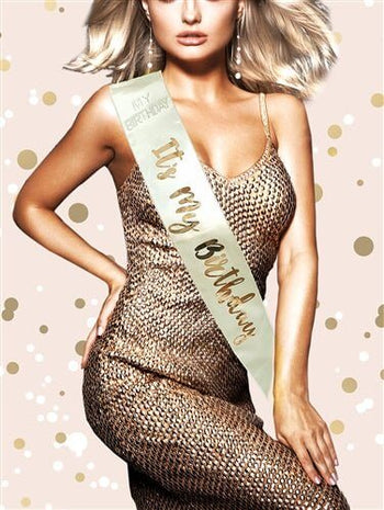 Rose Gold It's My Birthday Sash - SKU:AL-RGS-ITS - UPC:760497010714 - Party Expo