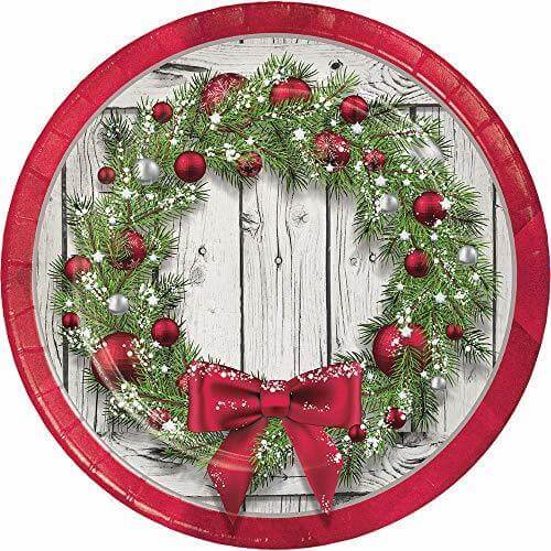 Rustic Wreath 9" Plate - SKU:325181 - UPC:039938424725 - Party Expo