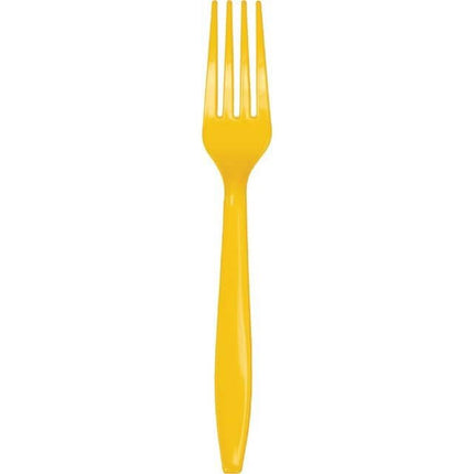 School Bus Yellow Plastic Forks - SKU:010465 - UPC:073525109053 - Party Expo
