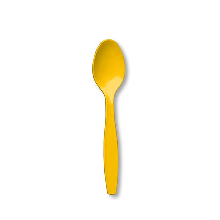 School Bus Yellow Plastic Spoons - SKU:010554 - UPC:073525109206 - Party Expo