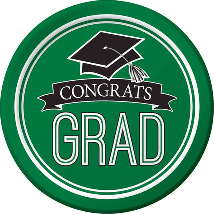 7" School Spirit 'Congrats Grad' Plates - Emerald Green (18ct) Party Expo  