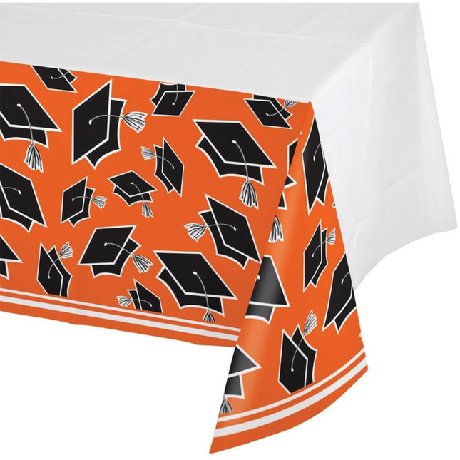 School Spirit Orange Tablecover - 54" x 102" - SKU:32-0070 - UPC:039938360184 - Party Expo