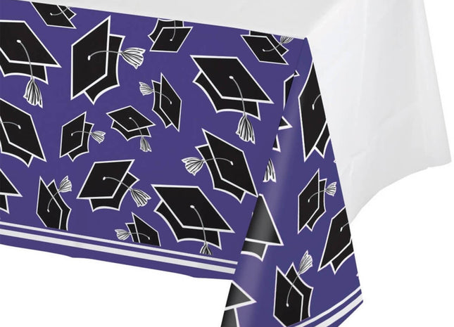 School Spirit Purple Tablecover - 54" x 102" - SKU:32-54102 - UPC:039938360269 - Party Expo