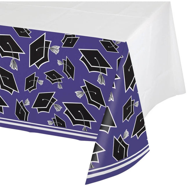 School Spirit Purple Tablecover - 54" x 102" - SKU:32-54102 - UPC:039938360269 - Party Expo