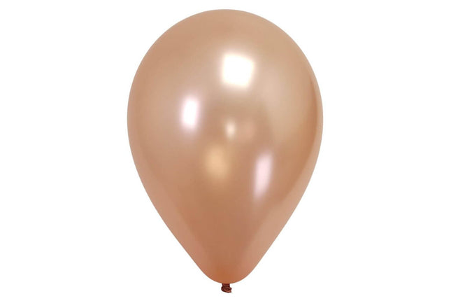 Sempertex - 5" Metallic Rose Gold Latex Balloons (50pcs) - SKU:124353 - UPC:7703340124353 - Party Expo