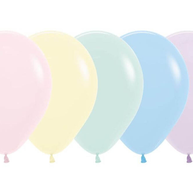 Sempertex - 5" Pastel Matte Assorted Latex Balloons (50 count) - SKU:155562 - UPC:7703340155562 - Party Expo