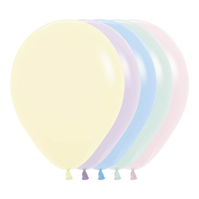 Sempertex - 5" Pastel Matte Assorted Latex Balloons (50 count) - SKU:155562 - UPC:7703340155562 - Party Expo