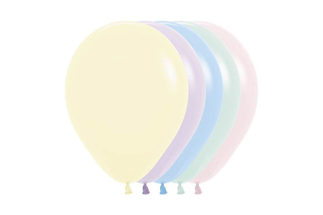 Sempertex - 5" Pastel Matte Assorted Latex Balloons (50 count) - SKU:155562 - UPC:7703340155562 - Party Expo
