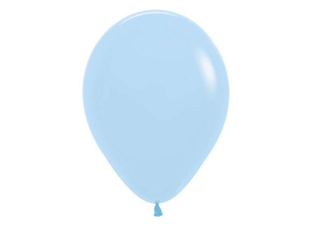 Sempertex - 5" Pastel Matte Blue Latex Balloons (50pcs) - SKU:155722 - UPC:7703340155722 - Party Expo