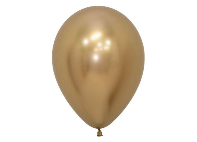Sempertex - 5" Reflex Gold Latex Balloons (50pcs) - SKU:169859 - UPC:7703340169859 - Party Expo