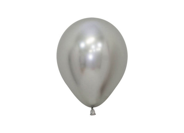 Sempertex - 5" Reflex Silver Latex Balloons (50pcs) - SKU:169897 - UPC:7703340169897 - Party Expo