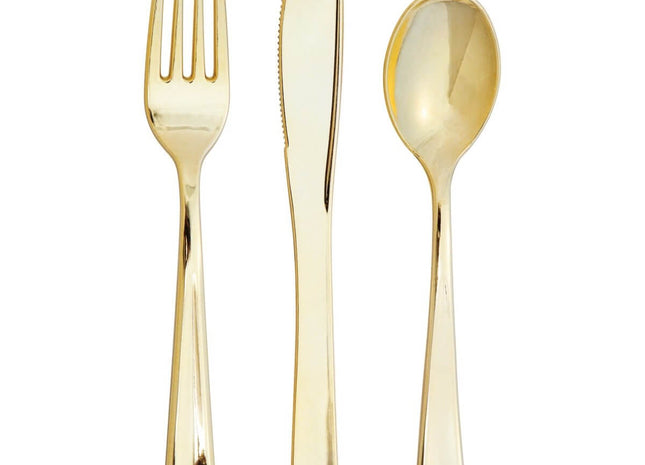 Sensations Metallic Gold Assorted Cutlery - SKU: - UPC:092352988310 - Party Expo