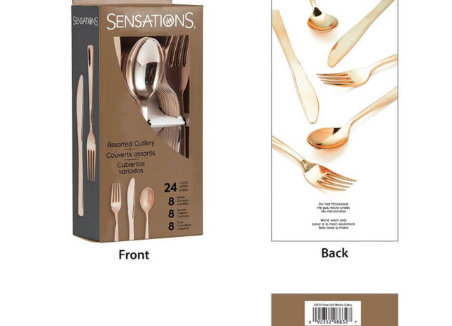 Sensations Metallic Rose Gold Assorted Cutlery - SKU: - UPC:092352988327 - Party Expo