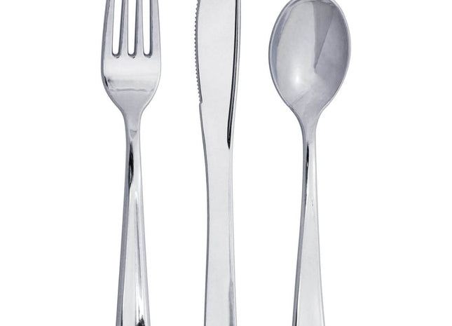 Sensations Metallic Silver Assorted Cutlery - SKU: - UPC:092352988334 - Party Expo
