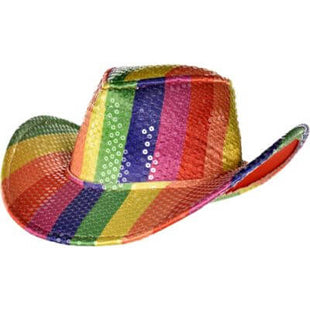 Sequin Cowboy Hat - Rainbow - SKU:250826 - UPC:013051827410 - Party Expo