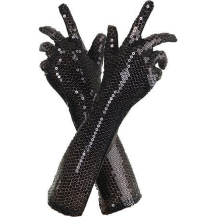 Sequin Gloves - Black - SKU:28101 OS - UPC:843248112377 - Party Expo
