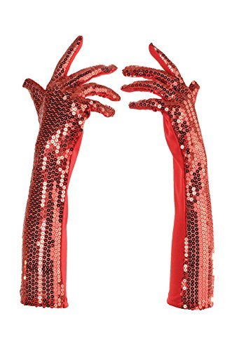 Sequin Gloves - Red - SKU:28102 OS - UPC:843248112384 - Party Expo