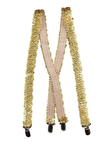 Sequin Gold Suspenders - SKU:69820 - UPC:8712364608205 - Party Expo