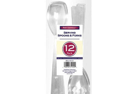 Serving Spoons & Forks Clear - 12 count - SKU:N91221 - UPC:098382312255 - Party Expo
