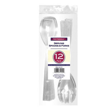 Serving Spoons & Forks Clear - 12 count - SKU:N91221 - UPC:098382312255 - Party Expo