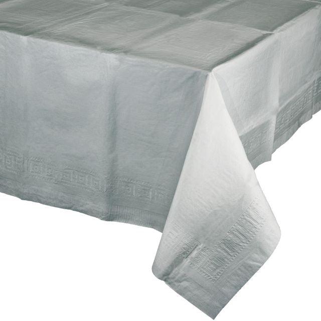 Shimmering Silver Tis-Ply Tablecover 54*108 - SKU:713281 - UPC:073525825144 - Party Expo