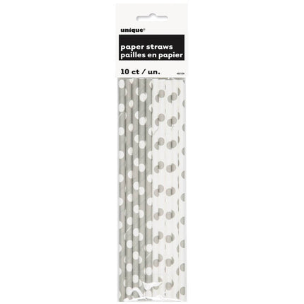Silver Dot Paper straw - SKU:62139 - UPC:011179621392 - Party Expo