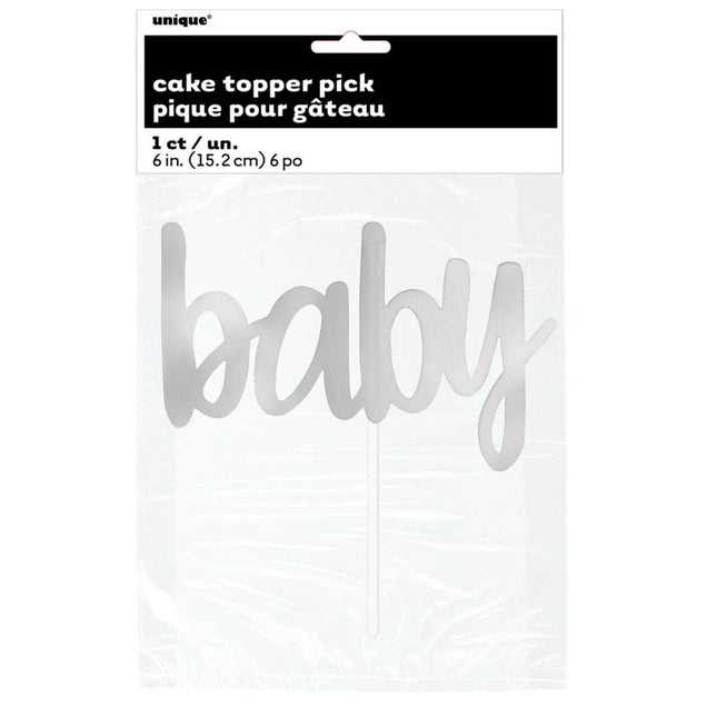 Baby Shower - Silver Foil Cake Topper - SKU:90902 - UPC:011179909025 - Party Expo