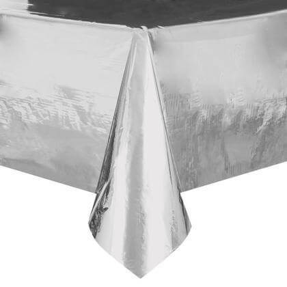Silver Foil Table Cover - SKU:50410 - UPC:011179504107 - Party Expo