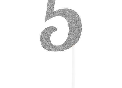 Silver Glitter Number '5' Cake Topper - SKU:335045 - UPC:039938545123 - Party Expo