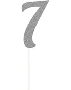 Silver Glitter Number '7' Cake Topper - SKU:335047 - UPC:039938545147 - Party Expo