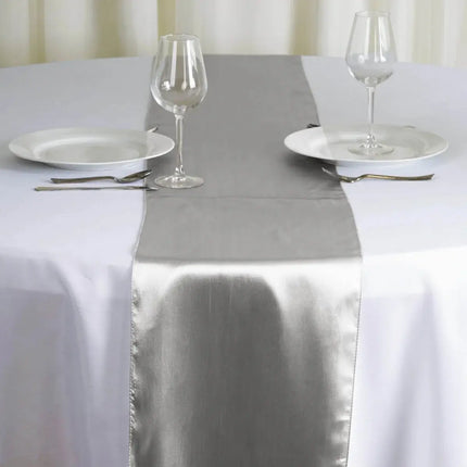 Silver Satin Table Runner 12" * 108" - Party Expo