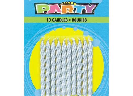 Silver Spiral Birthday Candles (10ct) - SKU:1944 - UPC:011179019441 - Party Expo