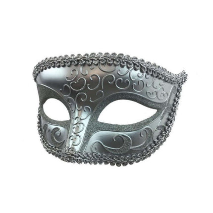 Silver Venetian Mask - SKU:M6107S - UPC:831687010125 - Party Expo