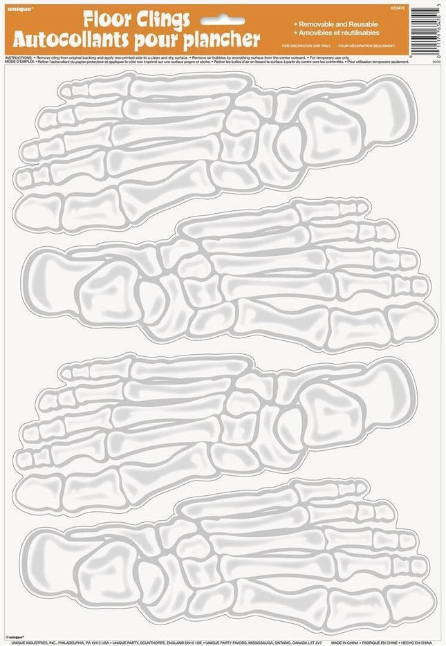 Skeleton Footprint Halloween Floor Clings - SKU:63470 - UPC:011179634705 - Party Expo