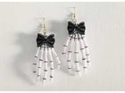 Skeleton Hands Earrings - Black & White - SKU:73571 - UPC:721773735714 - Party Expo