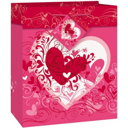 Small Tangled Hearts Valentine Gift Bag - SKU:64414 - UPC:011179644148 - Party Expo