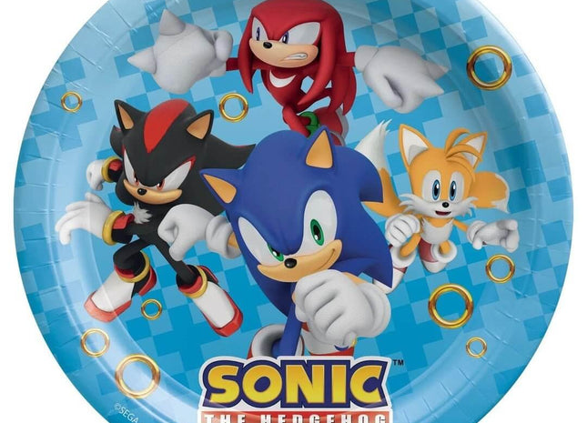Sonic the Hedgehog - 9" Paper Dinner Plates (8ct) - SKU:552837 - UPC:192937331095 - Party Expo