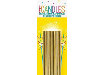 Sparkler Birthday Candles - Gold (18ct) - SKU:19993 - UPC:011179199938 - Party Expo