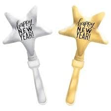 Sparkling New Year Star Clapper - Black & Silver - SKU:62575 - UPC:011179625758 - Party Expo